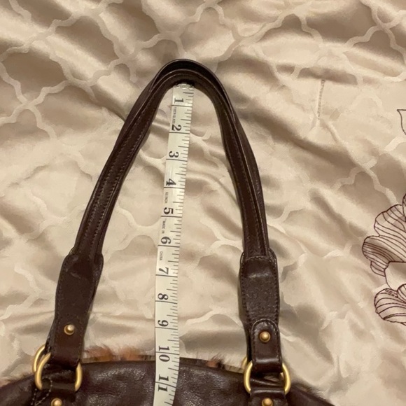 Genuine Leather & Fur Large Handbag Leopard print real fur One-of-a-Kind Satchel - Picture 13 of 16